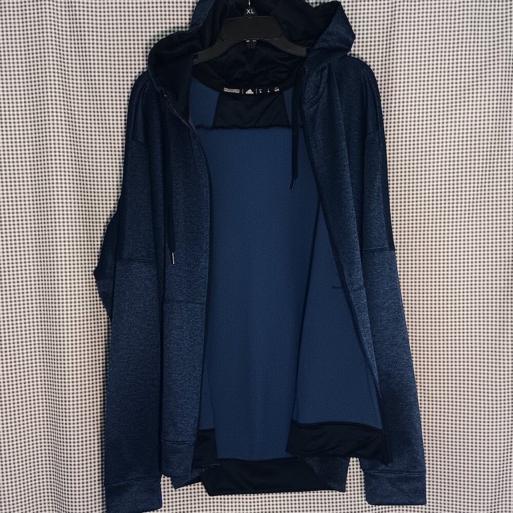 NWOT Adidas ClimaWarm Full Zip Blue Hoodie Men's XL - Picture 3 of 7